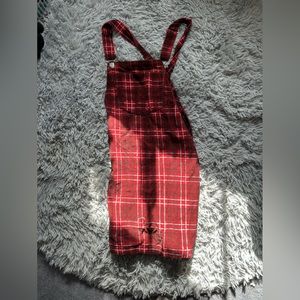 Red overall Topshop dress